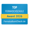 Top Fernhochschule Award 2026 von FernstudiumCheck.de, ausgezeichnet für herausragende Leistungen in der Fernbildung.