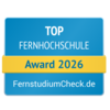 Top Fernhochschule Award 2026 von FernstudiumCheck.de, ausgezeichnet für herausragende Leistungen in der Fernbildung.