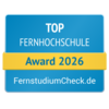 Top Fernhochschule 2026 Top Fernhochschule Award 2026 von FernstudiumCheck.de, ausgezeichnet für herausragende Leistungen in der Fernbildung.
