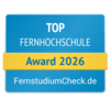 Top Fernhochschule 2026 Top Fernhochschule Award 2026 von FernstudiumCheck.de, ausgezeichnet für herausragende Leistungen in der Fernbildung.