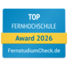 Top Fernhochschule 2026 Top Fernhochschule Award 2026 von FernstudiumCheck.de, ausgezeichnet für herausragende Leistungen in der Fernbildung.