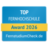 Top Fernhochschule 2026 Top Fernhochschule Award 2026 von FernstudiumCheck.de, ausgezeichnet für herausragende Leistungen in der Fernbildung.