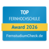 Top Fernhochschule Award 2026 von FernstudiumCheck.de, ausgezeichnet für herausragende Leistungen in der Fernbildung.