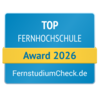 Top Fernhochschule 2026 Top Fernhochschule Award 2026 von FernstudiumCheck.de, ausgezeichnet fĂĽr herausragende Leistungen in der Fernbildung.