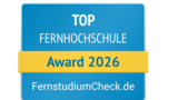 Top Fernhochschule Award 2026 von FernstudiumCheck.de, ausgezeichnet für herausragende Leistungen in der Fernbildung.