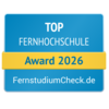 Top Fernhochschule Award 2026 von FernstudiumCheck.de, ausgezeichnet für herausragende Leistungen in der Fernbildung.