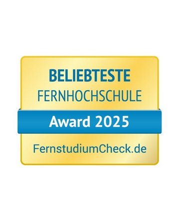 Beliebteste Fernhochschule 2023 & FIBAA akkreditiert Beliebteste Fernhochschule 2025 von FernstudiumCheck.de sowie Siegel der FIBAA Akkreditierung